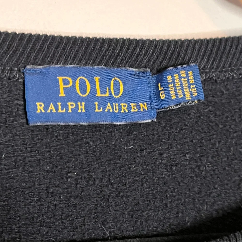 POLO RALPH LAUREN black graphic crewneck sweatshirt size large casual preppy - Picture 4 of 5
